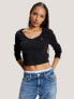Фото #1 товара Slim Fit Ribbed Cropped Baby T-Shirt