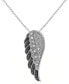 ფოტო #1 პროდუქტის Black Diamond (1/10 ct. t.w.) & White Diamond (1/20 ct. t.w.) Wing 18" Pendant Necklace in Sterling Silver