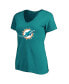 Women's Tyreek Hill Aqua Miami Dolphins Plus Size Fair Catch Name and Number V-Neck T-shirt