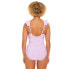 Фото #2 товара Time and Tru One Piece Swimsuit Women’s Size 1X Pink Ruffle V-Neck Sleeveless