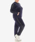 Фото #4 товара Plus Size Faux Leather Stripe Velour 2 Piece Tracksuit Set