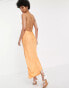 In The Style Tall exclusive satin cowl neck midi dress in orange