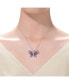 Фото #2 товара Sterling Silver with Rhodium and Black Plated Ruby Cubic Zirconia Butterfly Pendant Necklace