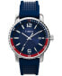 Men's Quartz Dress Analog Blue Silicone Strap 41mm Round Watch