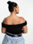 Фото #4 товара ASOS DESIGN Curve bardot short sleeve bodysuit in black