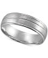 Фото #1 товара Men's Textured Beveled Edge Wedding Band in 14k White Gold