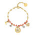 Charming Gold Plated Bracelet with Chakra Beads and Charms BHKB137