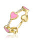 Фото #1 товара Kids Sterling Silver 14k Gold Plated with Cubic Zirconia Enamel Heart Stacking Ring