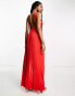 ASOS DESIGN Tall halter neck grecian pleated skirt maxi dress in red