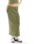 ASOS DESIGN knitted maxi skirt in rib co-ord in khaki