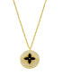 ფოტო #1 პროდუქტის 14K Gold-Plated Black Inlay Pave Clover Necklace