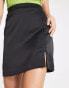 New Look Tall satin side split mini skirt in black