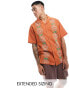 ASOS DESIGN relaxed revere shirt with floral applique in orange Оранжевый, S - Chest 38 - фото #1