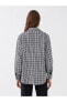 Desenli Uzun Kollu Oversize Tüvit Kadın Gömlek Ceket