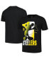 ფოტო #1 პროდუქტის Big Boys Black Pittsburgh Steelers Disney Cross Fade T-shirt