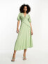 ASOS DESIGN puff sleeve pleat drape midi dress in mint