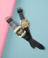 ფოტო #5 პროდუქტის Men's Black Leather & Silicone Flex Strap Watch 43mm