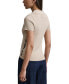 ფოტო #2 პროდუქტის Women's V-Neck Side-Logo Rib-Knit Short Sleeve Polo Top
