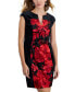 Фото #4 товара Petite Velvet Floral-Print Sheath Dress