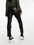 Vero Moda leather look cigarette trouser in black