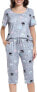 Фото #10 товара Vlazom Women's Striped Pyjama Set, Round Neck with Chest Pocket, Two-Piece Short-Sleeved Shirt with 3/4 Trousers