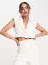 Фото #1 товара Kyo The Brand sleeveless boxy cropped blazer co-ord in cream