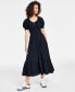 Фото #2 товара Women's Short-Sleeve Clip-Dot Midi Dress, XXS-4X, Created for Macy's