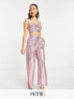 Jaded Rose Petite exclusive sequin jogger co-ord in baby pink