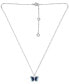 Фото #3 товара Giani Bernini cubic Zirconia & Blue Enamel Butterfly Pendant Necklace in Sterling Silver, 16" + 2" extender, Created for Macy's