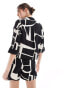 Vero Moda boxy cropped shirt co-ord in abstract mono print