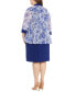 ფოტო #2 პროდუქტის Plus Size Floral-Print Jacket and Contrast-Trim Sleeveless Dress