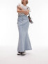 Фото #1 товара Topshop Petite highwaist denim fishtail skirt in bleach