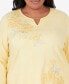 Фото #4 товара Plus Size Charleston Three Quarter Sleeve Top with Embroidered Floral Details