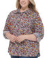 Plus Size Cotton Printed Utility Shirt