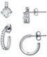 ფოტო #3 პროდუქტის 2-Pc. Set Cubic Zirconia Stud & Hoop Earrings, Created for Macy's