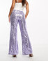 Collective the Label Petite exclusive sequin wide leg trousers in pewter