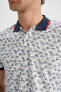 Фото #4 товара Мужская футболка-поло defacto Slim Fit Polo с коротким рукавом из 100% хлопка