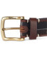 Men's Tartan-Trim Leather Belt