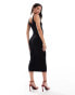 YAS sleeveless cami midi knit dress in black - BLACK