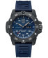 ფოტო #1 პროდუქტის Men's Swiss Automatic Master Carbon Seal Blue Rubber Strap Watch 45mm