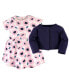 ფოტო #2 პროდუქტის Baby Girls Baby Organic Cotton Dress and Cardigan 2pc Set, Blossoms