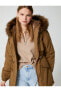 Фото #2 товара Пальто Koton Hooded Faux Fur Belted Zipper Koat