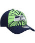 Фото #4 товара Men's Neon Green, College Navy Seattle Seahawks Shattered 39THIRTY Flex Hat
