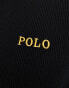 Фото #3 товара Polo Ralph Lauren lounge henley waffle long sleeve t-shirt in black with gold logo