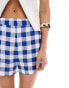 Stradivarius linen look short in blue gingham