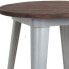 Фото #2 товара 24" Round Silver Metal Indoor Table With Walnut Rustic Wood Top