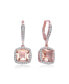 Sterling Silver 18K Rose Gold Plated Morganite Cubic Zirconia Drop Earrings