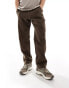 Abercrombie & Fitch workwear athletic loose fit garment dyed trousers in brown