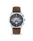 ფოტო #1 პროდუქტის Men's Hadlock Dark Brown Leather Strap Watch 46mm