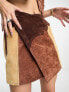 Фото #4 товара ASOS DESIGN festival suede patchwork western style mini skirt in brown